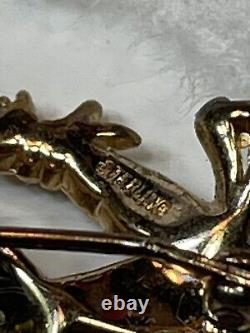 Crown Trifari Alfred Philippe Gold On Sterling Pom Pom Tom Tom Brooch Set
