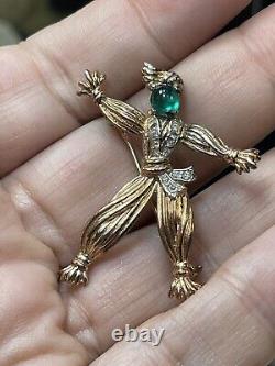 Crown Trifari Alfred Philippe Gold On Sterling Pom Pom Tom Tom Brooch Set