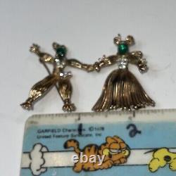 Crown Trifari Alfred Philippe Gold On Sterling Pom Pom Tom Tom Brooch Set