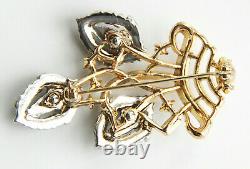 Crown Trifari Alfred Philippe Gold Tone Crystal Flower Basket Brooch Pat Pend 2