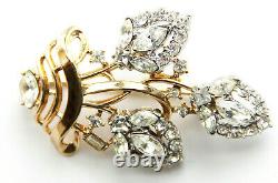 Crown Trifari Alfred Philippe Gold Tone Crystal Flower Basket Brooch Pat Pend 2