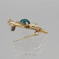 Crown Trifari Alfred Philippe Green Jelly Glass Crystal Pave Hummingbird Pin