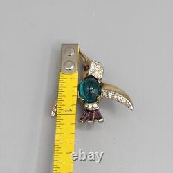 Crown Trifari Alfred Philippe Green Jelly Glass Crystal Pave Hummingbird Pin