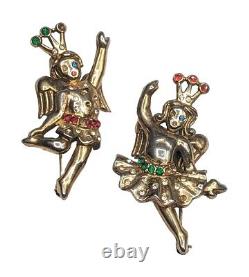 Crown Trifari Alfred Philippe Heavenly Twins Rhinestone Brooch Set Missg Stones