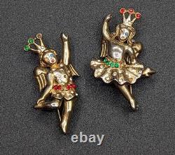 Crown Trifari Alfred Philippe Heavenly Twins Rhinestone Brooch Set Missg Stones