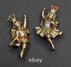 Crown Trifari Alfred Philippe Heavenly Twins Rhinestone Brooch Set Missg Stones