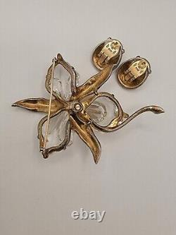 Crown Trifari Alfred Philippe Jelly Belly STERLING Orchid Lucite Brooch Pin'40