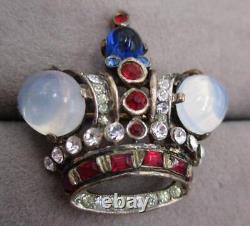 Crown Trifari Alfred Philippe Jelly Belly Sterling Silver Moonstone Pin Brooch