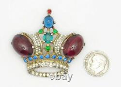 Crown Trifari Alfred Philippe Jewel Tone Jelly Belly Brooch & Clip-On Earrings