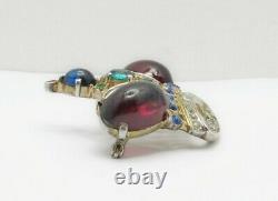 Crown Trifari Alfred Philippe Jewel Tone Jelly Belly Brooch & Clip-On Earrings