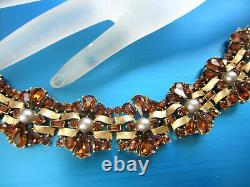 Crown Trifari Alfred Philippe Jewels Of India Faux Topaz & Gray Pearls Bracelet
