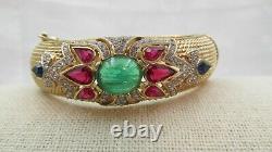 Crown Trifari Alfred Philippe Jewels of India Flawed Cabochon Clamp Bracelet