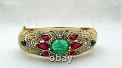 Crown Trifari Alfred Philippe Jewels of India Flawed Cabochon Clamp Bracelet