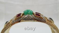 Crown Trifari Alfred Philippe Jewels of India Flawed Cabochon Clamp Bracelet