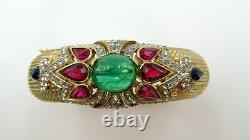 Crown Trifari Alfred Philippe Jewels of India Flawed Cabochon Clamp Bracelet