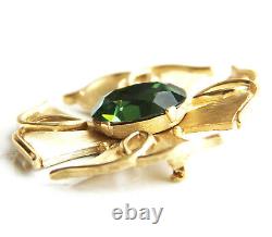 Crown Trifari Alfred Philippe Maltese Cross Green Faceted Rhinestone Brooch Pin