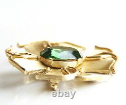 Crown Trifari Alfred Philippe Maltese Cross Green Faceted Rhinestone Brooch Pin