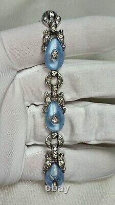 Crown Trifari Alfred Philippe Moonstone Clear Crystal Tennis Bracelet 7 In