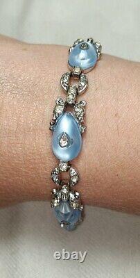 Crown Trifari Alfred Philippe Moonstone Clear Crystal Tennis Bracelet 7 In