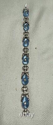 Crown Trifari Alfred Philippe Moonstone Clear Crystal Tennis Bracelet 7 In