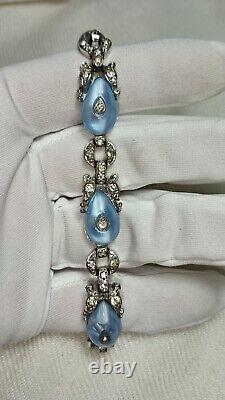 Crown Trifari Alfred Philippe Moonstone Clear Crystal Tennis Bracelet 7 In