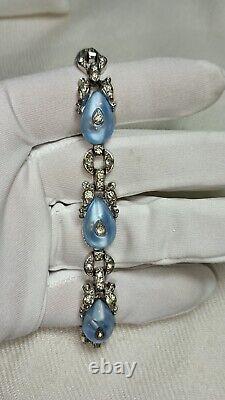 Crown Trifari Alfred Philippe Moonstone Clear Crystal Tennis Bracelet 7 In