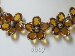 Crown Trifari Alfred Philippe Necklace, Poured Glass Topaz Color Flowers, Nice