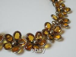 Crown Trifari Alfred Philippe Necklace, Poured Glass Topaz Color Flowers, Nice