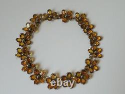 Crown Trifari Alfred Philippe Necklace, Poured Glass Topaz Color Flowers, Nice