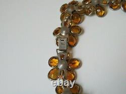 Crown Trifari Alfred Philippe Necklace, Poured Glass Topaz Color Flowers, Nice