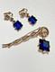 Crown Trifari Alfred Philippe Pat Pending Faux Sapphire Dangle Brooch & Earrings