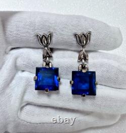 Crown Trifari Alfred Philippe Pat Pending Faux Sapphire Dangle Brooch & Earrings Crown Trifari Alfred Philippe Pat Pending Faux Sapphire Dangle Brooch & Earrings