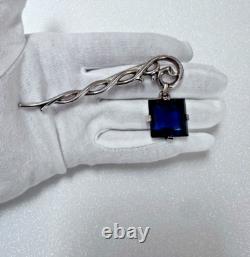 Crown Trifari Alfred Philippe Pat Pending Faux Sapphire Dangle Brooch & Earrings Crown Trifari Alfred Philippe Pat Pending Faux Sapphire Dangle Brooch & Earrings