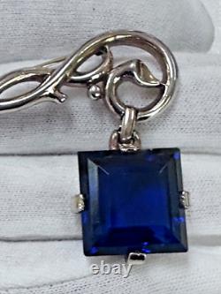 Crown Trifari Alfred Philippe Pat Pending Faux Sapphire Dangle Brooch & Earrings Crown Trifari Alfred Philippe Pat Pending Faux Sapphire Dangle Brooch & Earrings