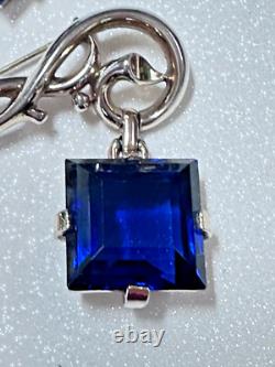 Crown Trifari Alfred Philippe Pat Pending Faux Sapphire Dangle Brooch & Earrings Crown Trifari Alfred Philippe Pat Pending Faux Sapphire Dangle Brooch & Earrings