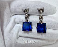 Crown Trifari Alfred Philippe Pat Pending Faux Sapphire Dangle Brooch & Earrings Crown Trifari Alfred Philippe Pat Pending Faux Sapphire Dangle Brooch & Earrings