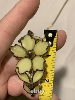 Crown Trifari Alfred Philippe Poured Glass Dogwood Cuff Bracelet And Necklace