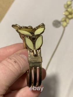 Crown Trifari Alfred Philippe Poured Glass Dogwood Cuff Bracelet And Necklace