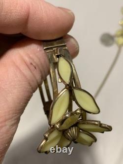 Crown Trifari Alfred Philippe Poured Glass Dogwood Cuff Bracelet And Necklace