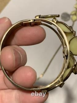 Crown Trifari Alfred Philippe Poured Glass Dogwood Cuff Bracelet And Necklace