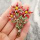 Crown Trifari Alfred Philippe Red Enamel Star Flower Pin Brooch Fur Dress Clip