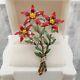 Crown Trifari Alfred Philippe Red Enamel Star Flower Pin Brooch Fur Dress Clip