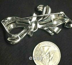Crown Trifari Alfred Philippe Rhinestone Encrusted Figural Ribbon Bow Brooch