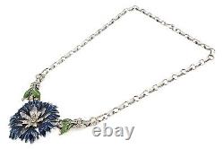 Crown Trifari Alfred Philippe Rue De La Paix Blue Enamel Flower Necklace