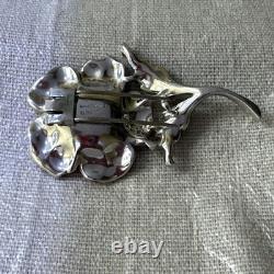 Crown Trifari Alfred Philippe Rue de la Paix Red Poppy Enamel Brooch 3 #8