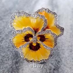 Crown Trifari Alfred Philippe Rue de la Paix Yellow Pansy Brooch Fur Dress Clip