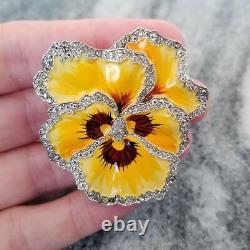 Crown Trifari Alfred Philippe Rue de la Paix Yellow Pansy Brooch Fur Dress Clip