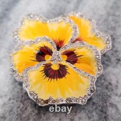 Crown Trifari Alfred Philippe Rue de la Paix Yellow Pansy Brooch Fur Dress Clip