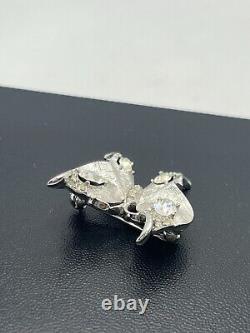 Crown Trifari Alfred Philippe Silver Tone rhinestone Butterfly Brooch pin