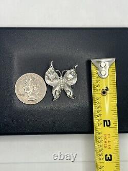 Crown Trifari Alfred Philippe Silver Tone rhinestone Butterfly Brooch pin